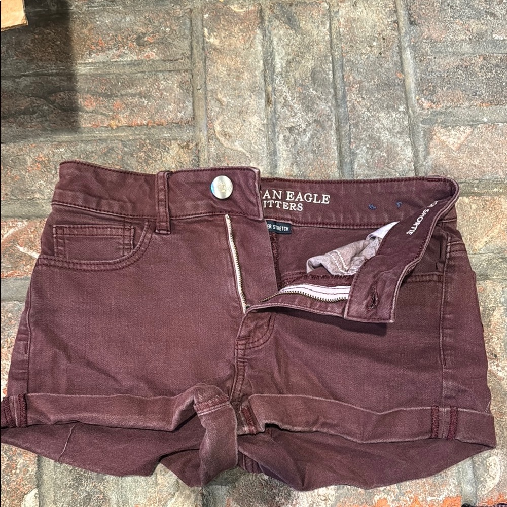 American Eagle Outfitters Brown Jean Shorts with Cuffed Hems
